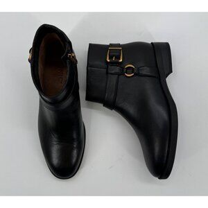 Vionic Black Leather Rhiannon Ankle Boots With Gold Buckle Details Size 6 US EU